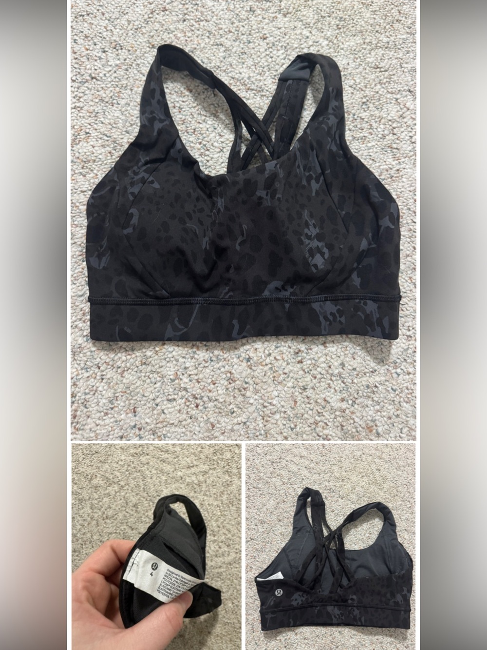 lululemon athletica Black Charcoal Printed Sports Bra